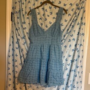 Forever 21 Light Blue Eyelet Mini Dress